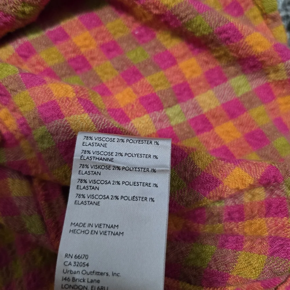 💫$10 SALE💫Anthropologie Pilcro Breezy Buttondown in pink & orange checked - Picture 8 of 8